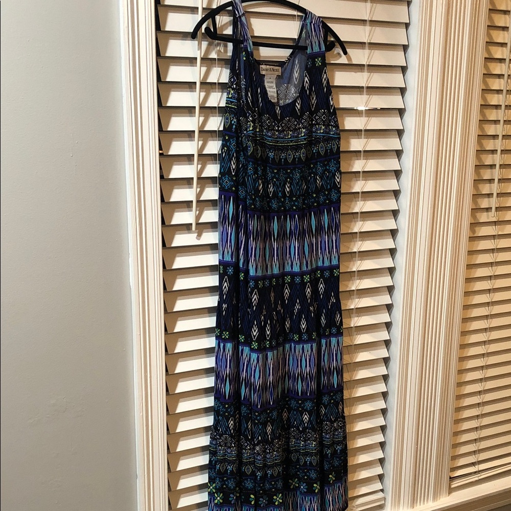Danny & Nicole Navy Blue Geometric Print Maxi Dress